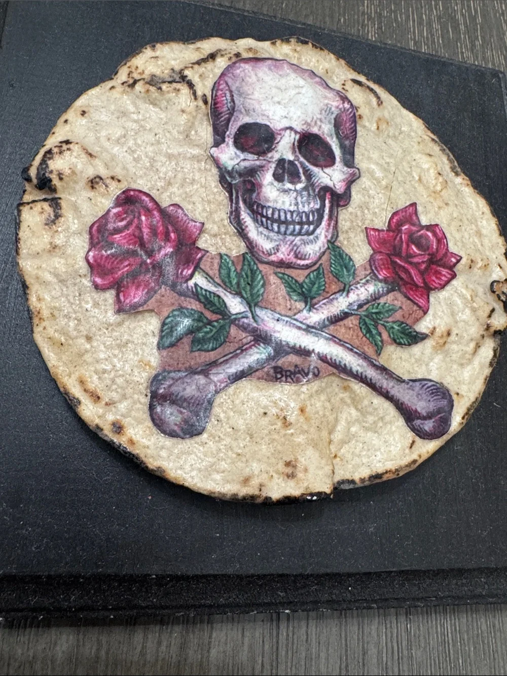 Skull & Rosebones Wall Art - Black Plaque
